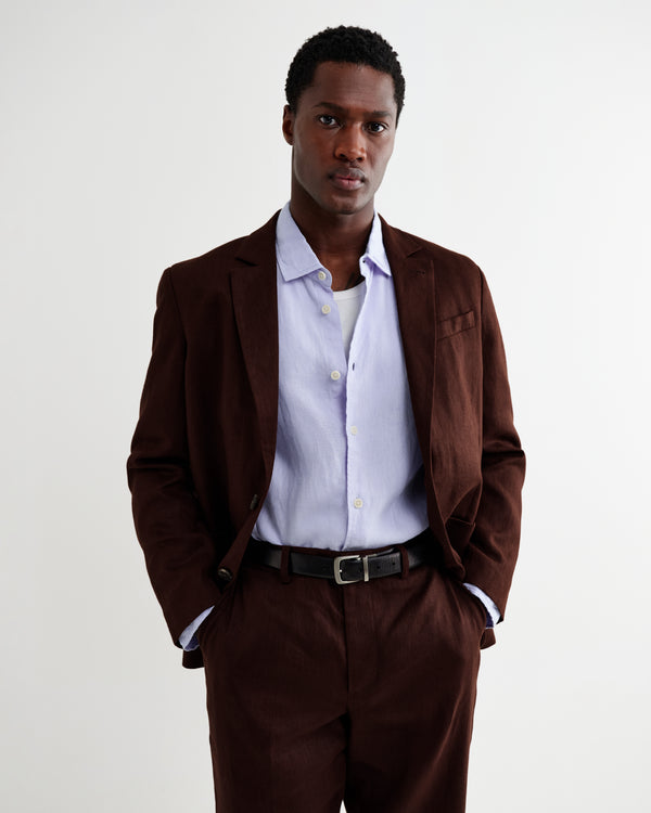 wax london men's Fintry - Merlot Linen Single-Breasted Blazer