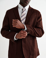 wax london men's Fintry - Merlot Linen Single-Breasted Blazer