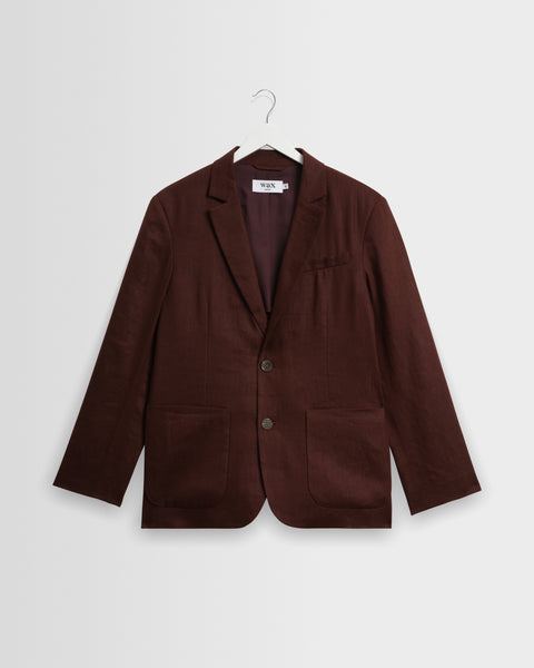 Fintry - Merlot Linen Single-Breasted Blazer