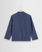 wax london men's Fintry - Mid Blue Linen Single-Breasted Blazer