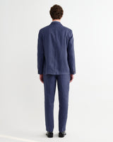 wax london men's Fintry - Mid Blue Linen Single-Breasted Blazer