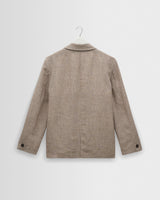 wax london men's Fintry - Natural And Brown Stripe Linen Single-Breasted Blazer
