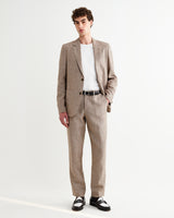 wax london men's Fintry - Natural And Brown Stripe Linen Single-Breasted Blazer