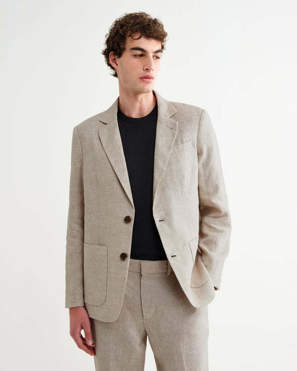 wax london men's Fintry - Natural Linen Single-Breasted Blazer