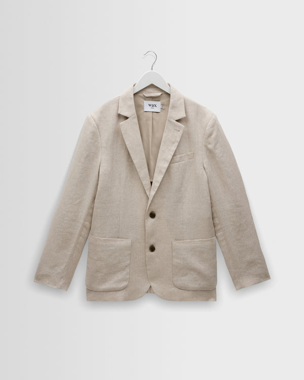wax london men's Fintry - Natural Linen Single-Breasted Blazer