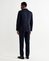 wax london men's Fintry - Navy Linen Single-Breasted Blazer