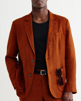 wax london men's Fintry - Rust Linen Single-Breasted Blazer