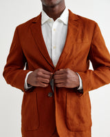 wax london men's Fintry - Rust Linen Single-Breasted Blazer