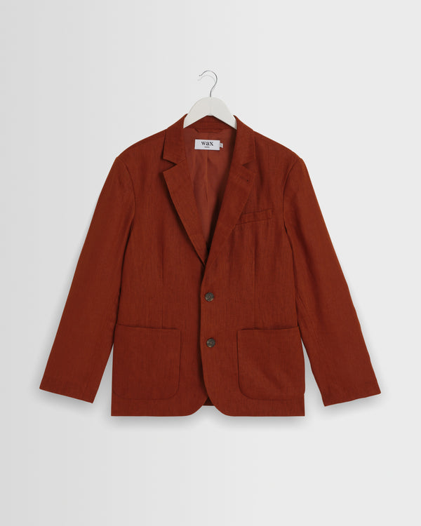wax london men's Fintry - Rust Linen Single-Breasted Blazer