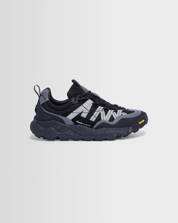 wax london men's Flower Mountain - Black Waterproof Suede And Technical Fabric Trainers