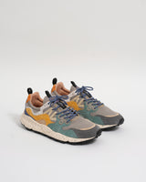 wax london men's Flower Mountain - Grey Green Suede And Nylon Yamano 3 Trainers