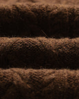 wax london men's Friar - Brown Brush Cable Knit Zip Cardigan