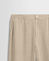 wax london men's Glencoe - Beige Washed Linen Loose Fit Trousers