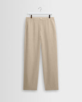 wax london men's Glencoe - Beige Washed Linen Loose Fit Trousers