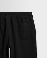 wax london men's Glencoe - Black Washed Linen Loose Fit Trousers