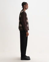 wax london men's GOWER GILET ELM WOOL BLEND CHECK BROWN / BLACK