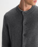 wax london men's Granby - Grey Ribbed Wool Cardigan