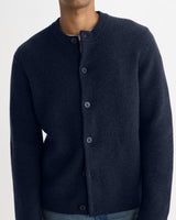 wax london men's Granby - Navy Ribbed Wool Cardigan