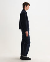 wax london men's Hamblin - Navy Double-Faced Wool Check Jacket