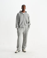 wax london men's Harris - Grey Embroidered Logo Loopback Cotton Hoodie