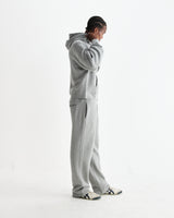wax london men's Harris - Grey Embroidered Logo Loopback Cotton Hoodie