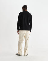 wax london men's Hayden - Black Textured Organic Cotton Long Sleeve T-Shirt
