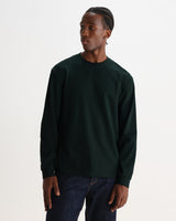 wax london men's Hayden - Dark Green Emorised Cotton Long-Sleeve T-Shirt