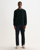 wax london men's Hayden - Dark Green Emorised Cotton Long-Sleeve T-Shirt