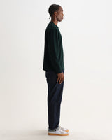 wax london men's Hayden - Dark Green Emorised Cotton Long-Sleeve T-Shirt