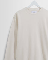 wax london men's Hayden - Ecru Textured Organic Cotton Long Sleeve T-Shirt