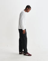 wax london men's Hayden - White Textured Organic Cotton Long Sleeve T-Shirt