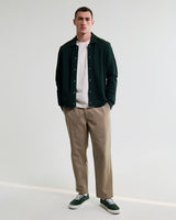 wax london men's Hays - Dark Green Structured Waffle Overshirt