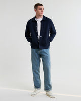 wax london men's Hays - Navy Structured Waffle Overshirt
