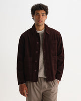 wax london men's Healey - Dark Brown Corduroy Chore Jacket