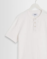 wax london men's Hill - Off White Slub Organic Cotton Henley T-Shirt