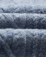 wax london men's Hyatt - Light Blue Brush Cable Knit Crewneck Jumper