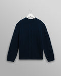 Hyatt - Navy Brush Cable Knit Crewneck Jumper