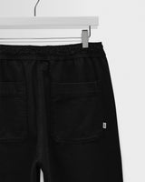 wax london men's Hyde - Black Organic Cotton Twill Straight Fit Trousers