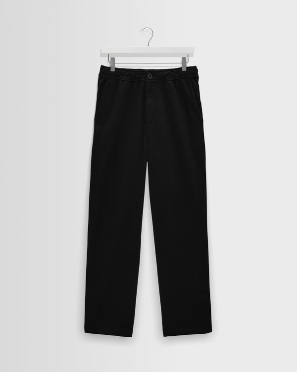 wax london men's Hyde - Black Organic Cotton Twill Straight Fit Trousers