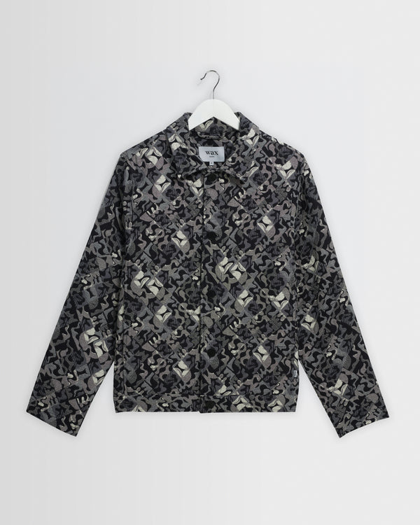 wax london men's Iggy - Navy And Ecru Tile Jacquard Jacket