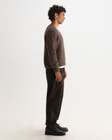 wax london men's Kemp - Brown Brushed Fluffy V-Neck Jumper