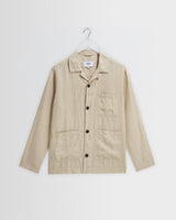 wax london men's Kimpton - Beige Washed Linen Jacket