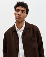 wax london men's Kimpton - Brown Washed Linen Jacket