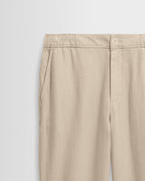 wax london men's Kurt - Beige Washed Linen Relaxed Fit Trousers
