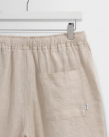 wax london men's Kurt - Beige Washed Linen Shorts