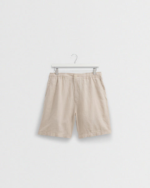 Kurt - Beige Washed Linen Shorts