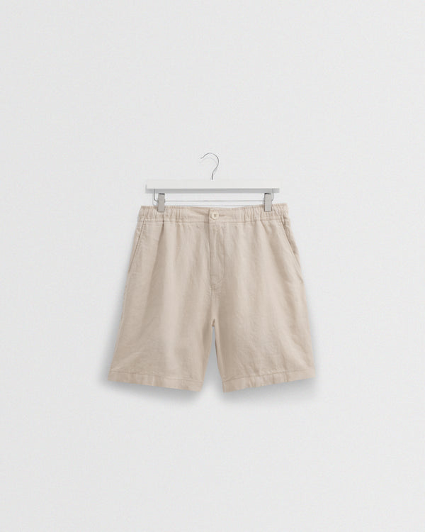 wax london men's Kurt - Beige Washed Linen Shorts