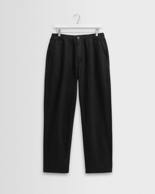 wax london men's Kurt - Black Organic Cotton Trousers