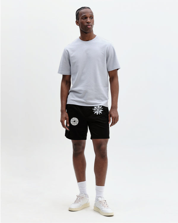 wax london men's Kurt - Black Round Applique Cotton Shorts