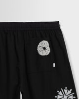 wax london men's Kurt - Black Round Applique Cotton Shorts
